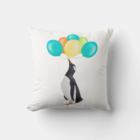 Pinguïn met kleurrijke ballonnen kussen (Voorkant)