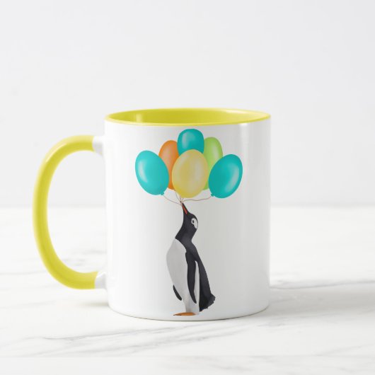 Pinguïn met kleurrijke ballonnen mok (Links)