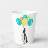 Pinguïn met kleurrijke ballonnen papieren bekers (Achterkant)