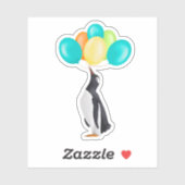Pinguïn met kleurrijke ballonnen sticker (Vel)