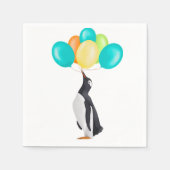 Pinguïn met kleurrijke ballonnen Verjaardag Servet (Voorkant)