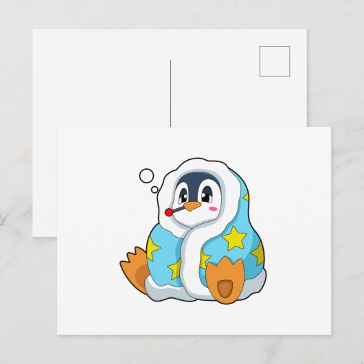 Pinguïn met klinische thermometer briefkaart (Voorkant / Achterkant)
