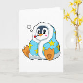 Pinguïn met klinische thermometer kaart (Gele Bloem)