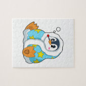 Pinguïn met klinische thermometer legpuzzel (Horizontaal)