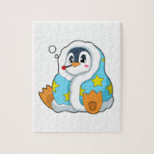 Pinguïn met klinische thermometer legpuzzel (Verticaal)