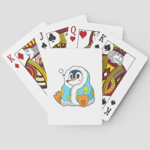 Pinguïn met klinische thermometer pokerkaarten