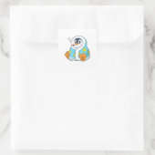 Pinguïn met klinische thermometer vierkante sticker (Tas)