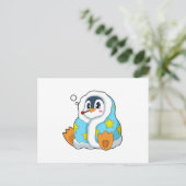 Pinguïn met Koortsthermometer Briefkaart (Staand voorkant)