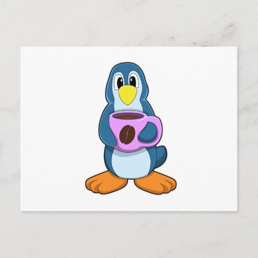 Pinguïn met kopje koffie briefkaart (Voorkant)
