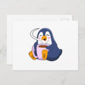 Pinguïn met kopje koffie briefkaart (Voorkant / Achterkant)