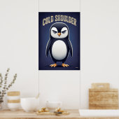 Pinguïn met koude schouder – Grappig cartoonperson Poster (Keuken)