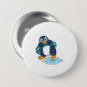 Pinguïn met Lifebuoy Ronde Button 7,6 Cm (Voorkant /achterkant)