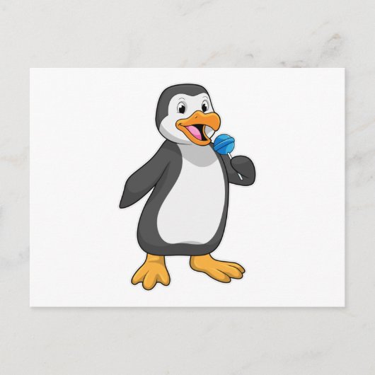 Pinguïn met Lollipop Sweets Briefkaart (Voorkant)