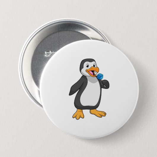 Pinguïn met Lollipop Sweets Ronde Button 7,6 Cm (Voorkant /achterkant)