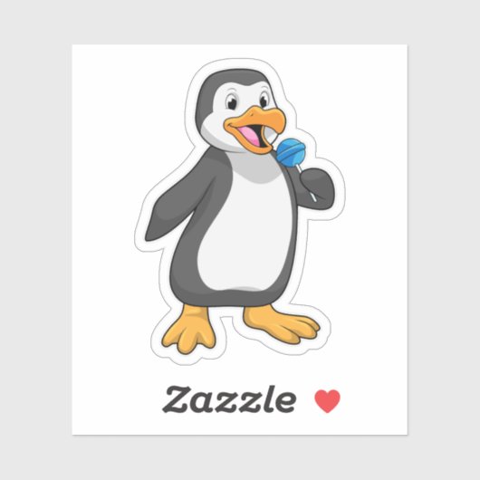 Pinguïn met Lollipop Sweets Sticker (Vel)