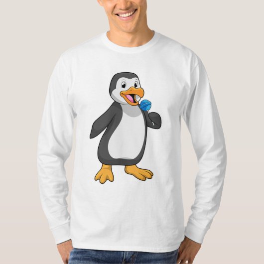 Pinguïn met Lollipop Sweets T-shirt (Voorkant)