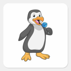 Pinguïn met Lollipop Sweets Vierkante Sticker