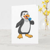 Pinguïn met lolly snoepjes kaart (Gele Bloem)