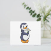 Pinguïn met madeliefje briefkaart (Staand voorkant)