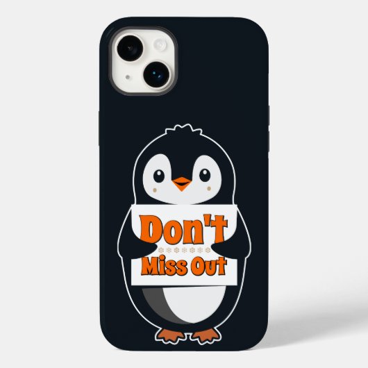 Pinguïn met 'Mis het niet' bord Case-Mate iPhone Case (Achterkant)