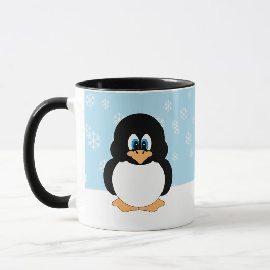 Pinguïn met Mok Snowflakes (Links)