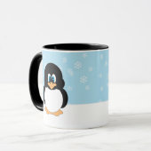 Pinguïn met Mok Snowflakes (Voorkant links)