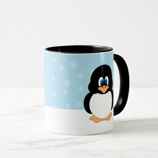 Pinguïn met Mok Snowflakes (Voorkant rechts)