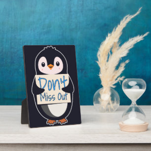 Pinguïn met Motiverend Bord - Mis het Niet Fotoplaat
