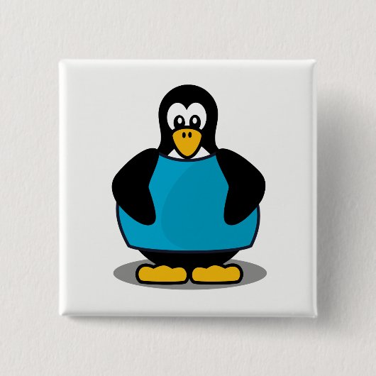 Pinguïn met overhemd vierkante button 5,1 cm (Voorkant)