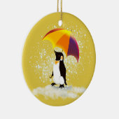 Pinguïn met paraplu keramisch ornament (Rechts)
