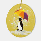 Pinguïn met paraplu keramisch ornament (Links)