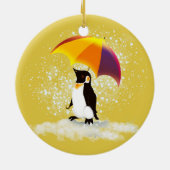 Pinguïn met paraplu keramisch ornament (Achterkant)