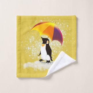 Pinguïn met paraplu washandje