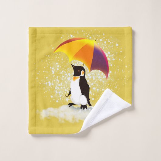 Pinguïn met paraplu washandje (Wasdoekje)