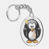 Pinguïn met perzikbewustzijnslint sleutelhanger (Voorkant Links)