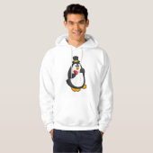 Pinguïn met Pet in Poker met Poker-kaarten Hoodie (Voorkant volledig)