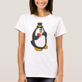 Pinguïn met Pet in Poker met Poker-kaarten T-shirt (Voorkant)