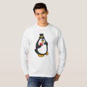 Pinguïn met Pet in Poker met Poker-kaarten T-shirt (Voorkant volledig)