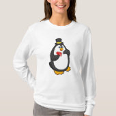 Pinguïn met Pet in Poker met Poker-kaarten T-shirt (Voorkant)