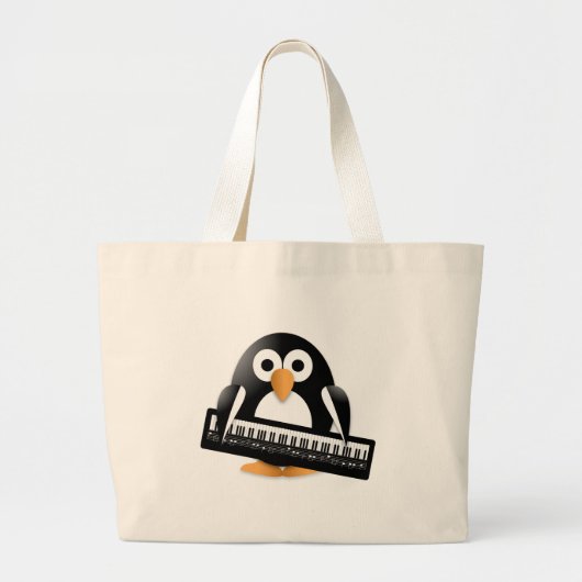 Pinguïn met piano grote tote bag (Voorkant)