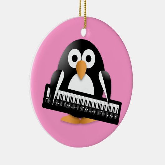 Pinguïn met piano keramisch ornament (Rechts)