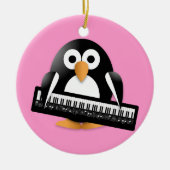Pinguïn met piano keramisch ornament (Voorkant)