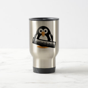 Pinguïn met piano reisbeker