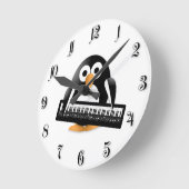 Pinguïn met piano ronde klok (Hoek)