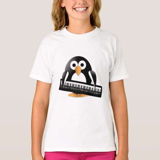 Pinguïn met piano t-shirt (Voorkant)