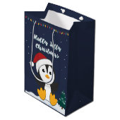Pinguïn met pinguïn medium cadeauzakje (Voorkant Gekanteld)