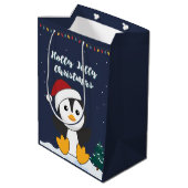 Pinguïn met pinguïn medium cadeauzakje (Achterkant Gekanteld)