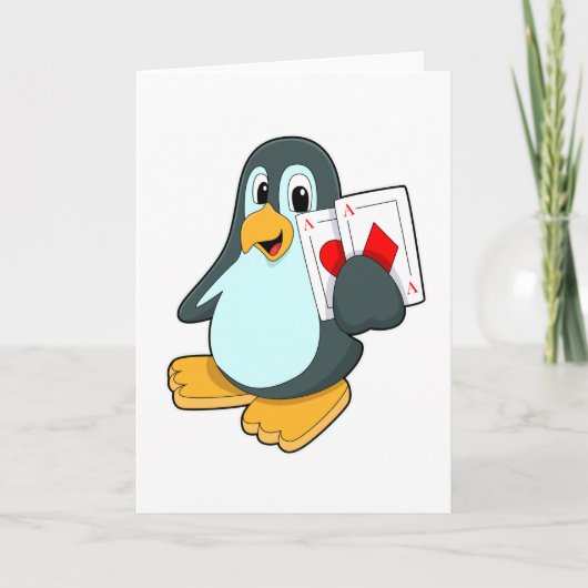 Pinguïn met Pokerkaarten Kaart (Voorkant)