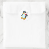 Pinguïn met Pokerkaarten Ronde Sticker (Tas)