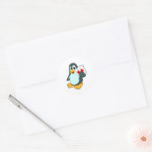 Pinguïn met Pokerkaarten Ronde Sticker (Envelop)